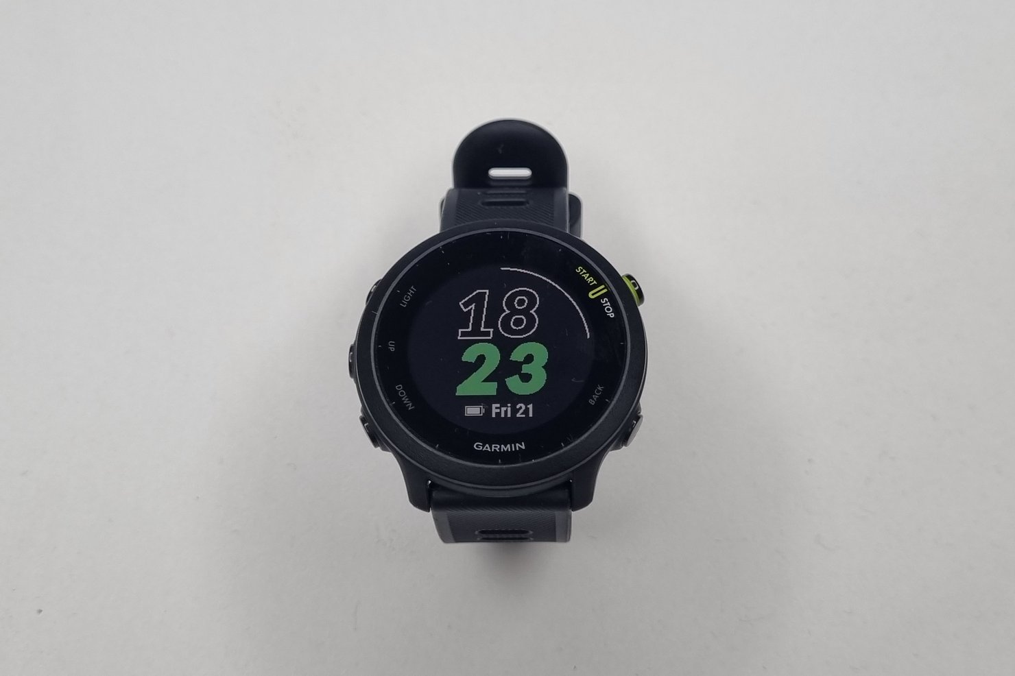 The Garmin Forerunner 55 watch mode.