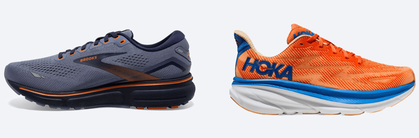 Brooks Ghost 15 vs. Hoka Clifton 9.