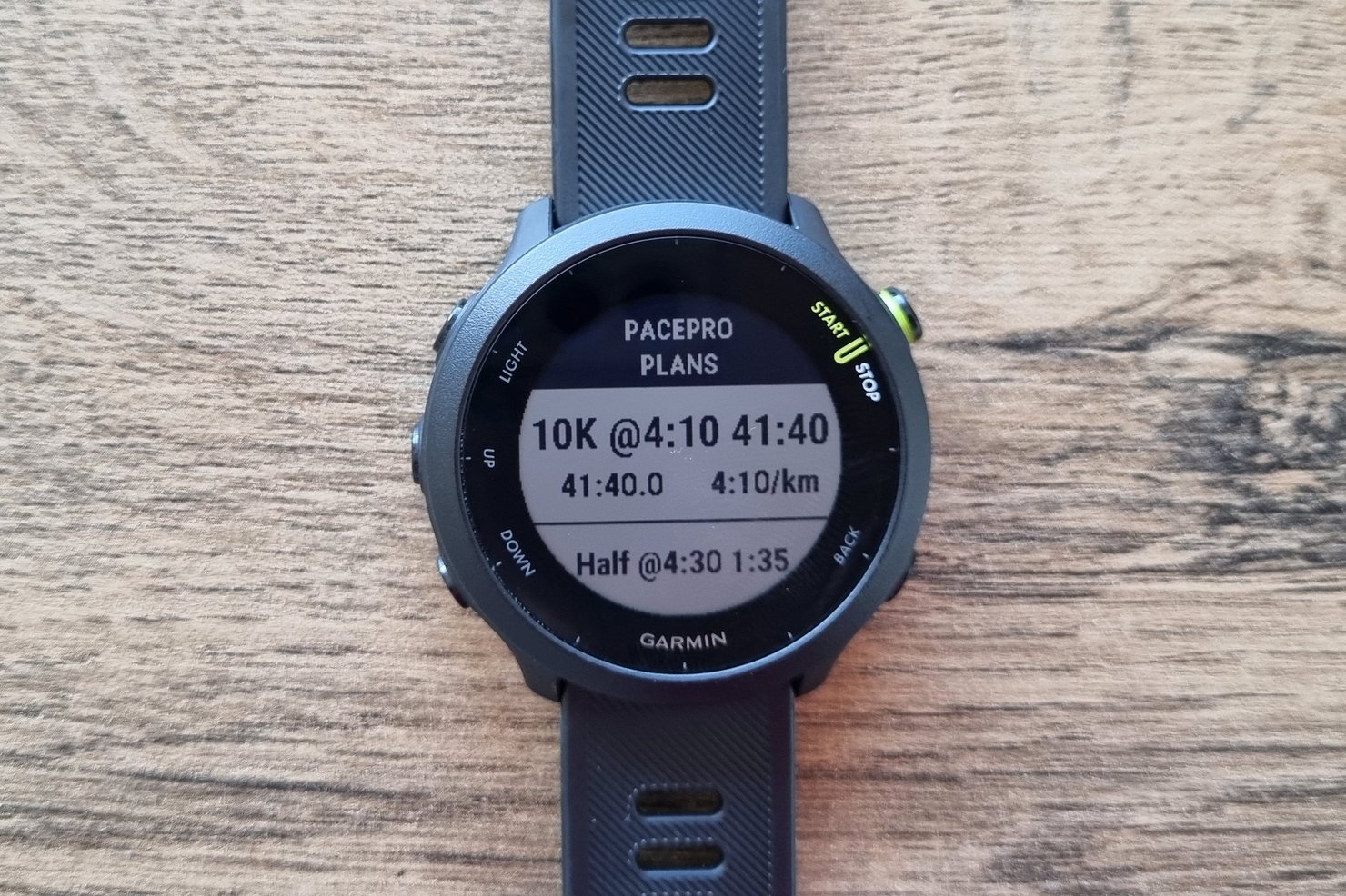 The Garmin Forerunner 55 PacePro feature.