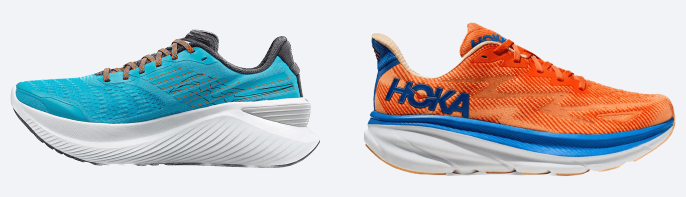 The Saucony Endorphin Shift 3 vs. the Hoka Clifton 9.