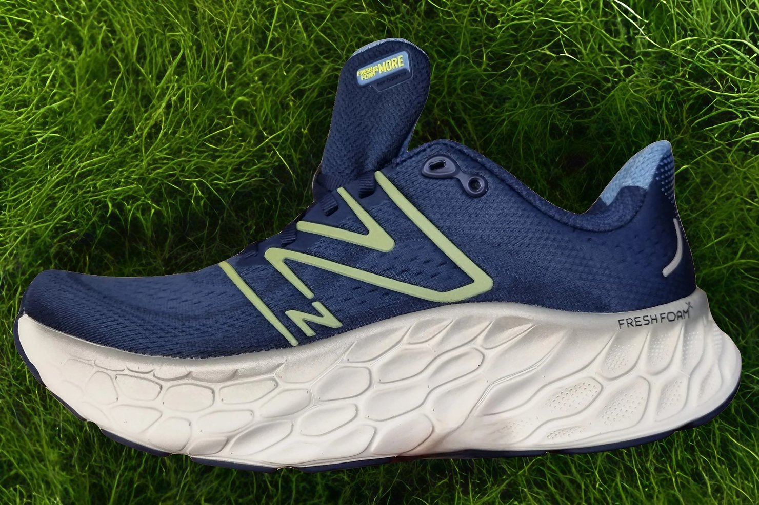 New Balance Fresh Foam X More v4 in grass.